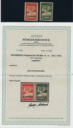 BOSNIA 1916 117U-118U IMPERFORATED! MNH ** SOECKNICK CERTIFICATE! RARE!
