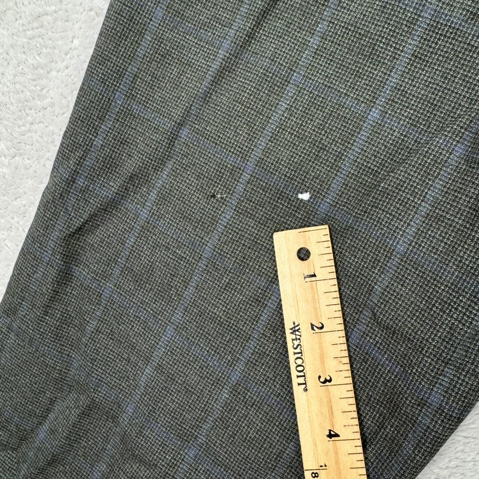 VINTAGE Belvest Wool Plaid Green/Blue Dress Pants Mens 35x34 Made in Italy GUC - Image 3 of 4