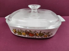 Corning Ware Vintage Spice of Life L'Echalote 8" Casserole Dish A-8-B Lid A-9-C