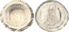 Fehlprägung: 5 Mark o.J. mit Randschrift !Wertzahl 5 auf 2 Seiten äußerst selten