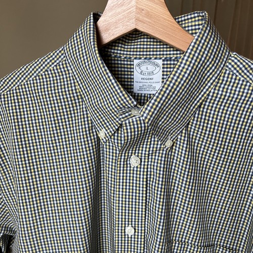 Brooks Brothers Hombre Azul/Amarillo/Blanco Manga Larga Abotonada Talla L - Imagen 5 de 11