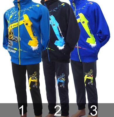 Kinder Jogginganzug Jungen Bagger Fußball Sportsanzug