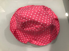 TODDLER GIRL PINK WHITE POLKA DOTS WIDE BRIM FLOPPY SUNHAT M 