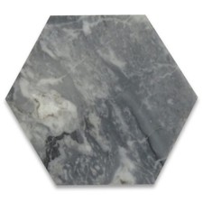 Azulejo hexagonal pulido K36P Bardiglio gris oscuro mármol 6 pulgadas