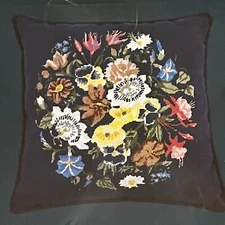 Stitchery Needlepoint Kit Victorian Posy Embroidery Footstool or Pillow Crewel