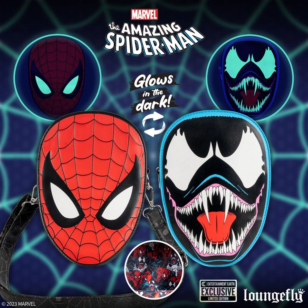 Marvel Spider Man vs. Venom Glow in the Dark Crossbody Purse Loungefly eBay