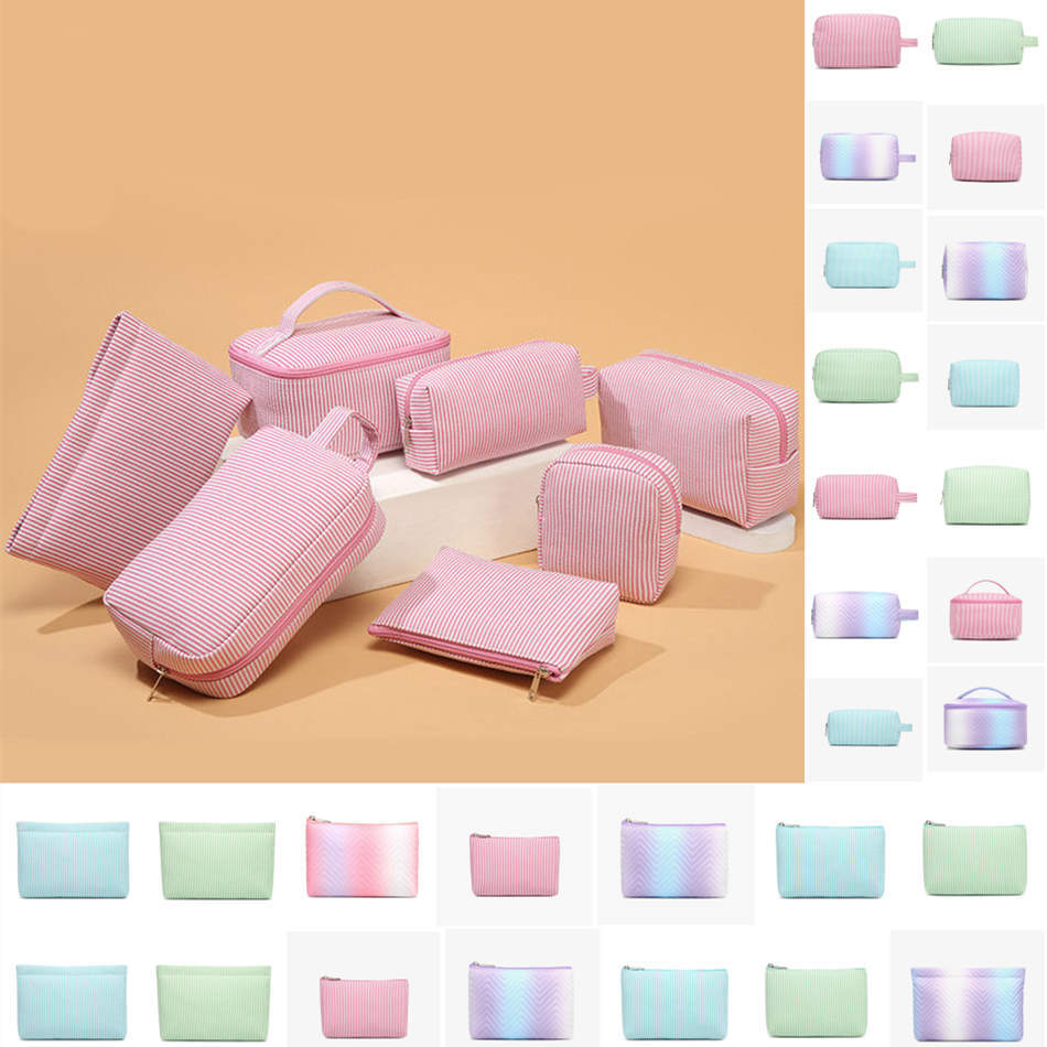 Reino Unido Bolsas de Cosméticos Coloridas a Rayas Mujeres Bolsa de Maquillaje Cartera Bolsa de Lavado Bolsa de Viaje