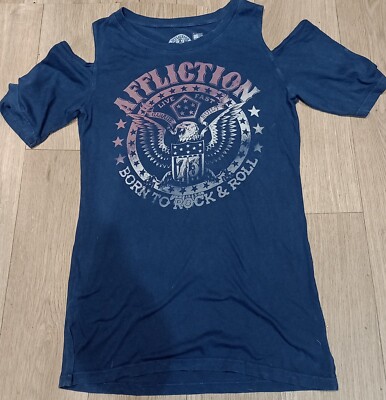 Affliction Damen XL Adler Grafik Y2K T-Shirt Retro Rock & Roll Biker