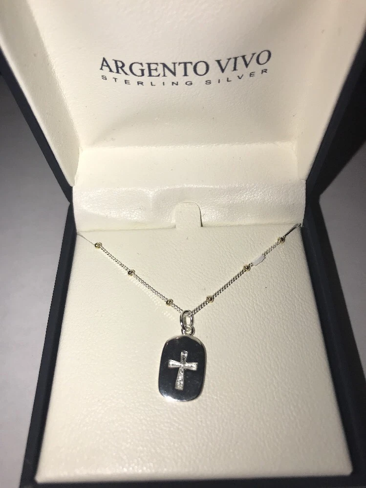 ARGENTO VIVO NECKLACES STERLING SILVER CHARM Cross NIB