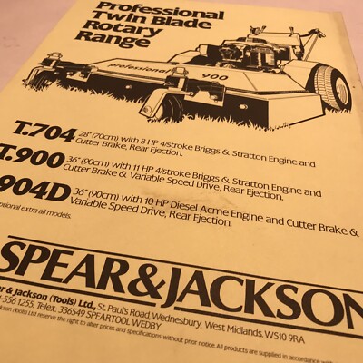 Spear & Jackson Twin Blade Kreiselmäher Sortiment Original 1980er Verkaufsprospekt
