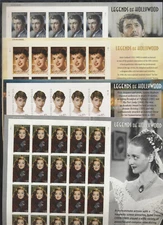 Legends of Hollywood LOT of 13 Different MINT NH FULL SHEETS .