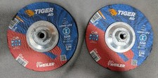 Lot of 2 New Weiler Tiger AO A24R Grinding Wheels – 7" x 1/4" x 7/8" – 57125