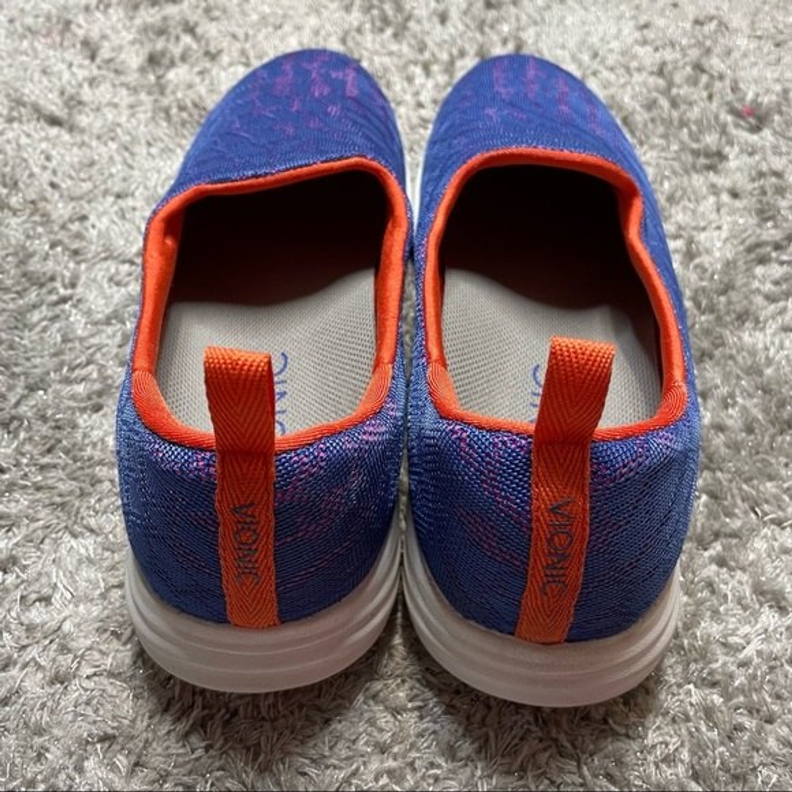 Vionic agile Hydra active slip on shoes sz 9 purple orange animal print sneaker image 6