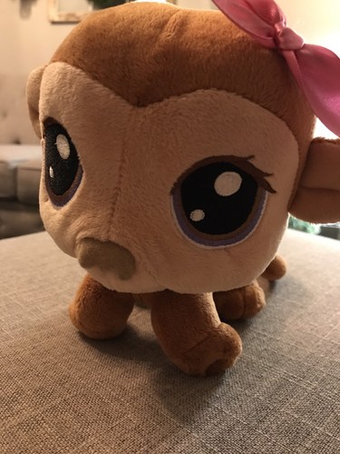 littlest pet shop bobblehead monkey plush brown purple eyes pink