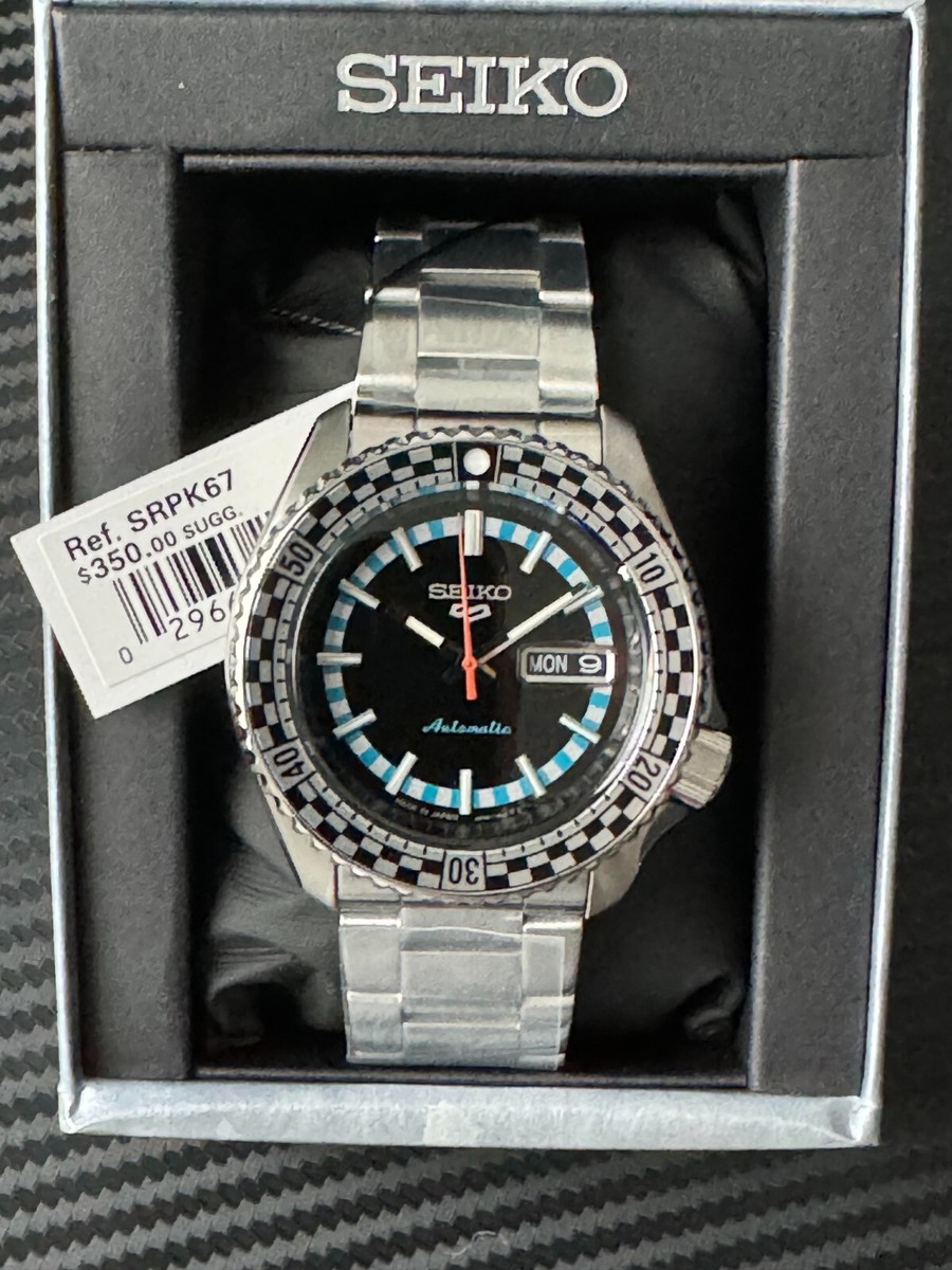 SEIKO 5 BLACK Dial Red-orange second hand SRPK67-MINT | eBay