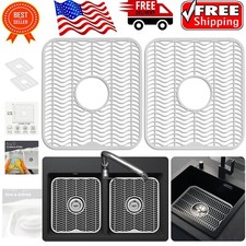 Lightweight Sink Protectors - 2 Pack 12" x 11" Plastic Mats for Easy Cleaning