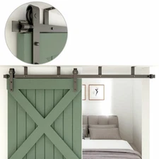 CCJH 4-20FT Ceiling Mount Sliding Barn Door Hardware Track Roller Kit Closet 