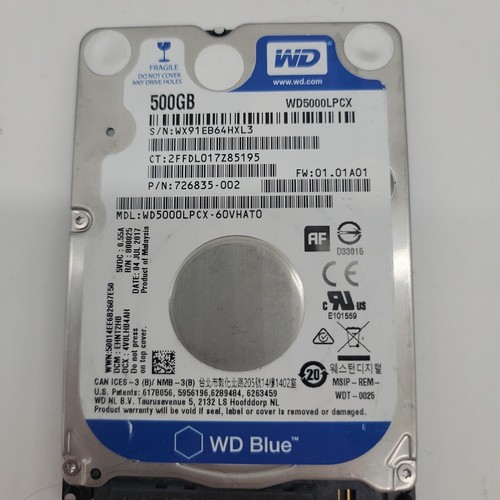 Western Digital Blue 500 GB,Internal,5400 RPM Laptop SATA 2 Hard Drive - Picture 2 of 3