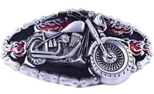 Flaming Motorcycle Biker Belt Buckle Metal BU63