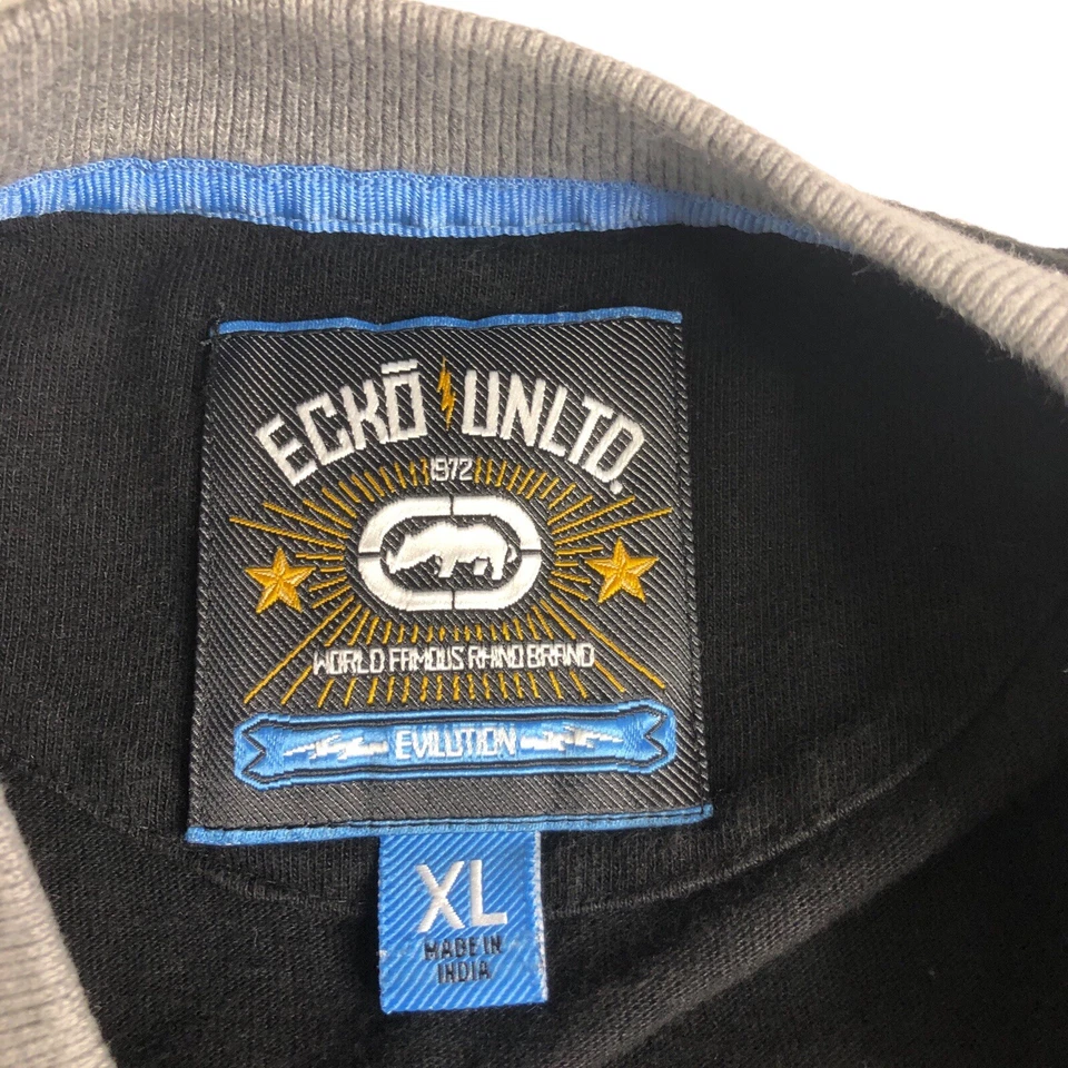 Camisa De Colección Y2K Ecko Unltd Para Hombres XL Negra Logo Rinoceronte Ropa de Calle Manga Corta Foto 4 de 4