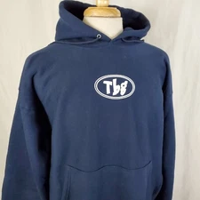 Champion Reverse Weave Hoodie Sweatshirt Mens XL Cotton Blend Blue Tbg Logo NWT
