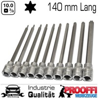 "10-Tlg Torx T-Profil 3/8\" Stecknuss Set T10 - T55 SteckschlüSsel 140Mm Lang"