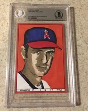 Nolan Ryan Original Art Sketch Card California Angels MLB Beckett BAS True 1/1