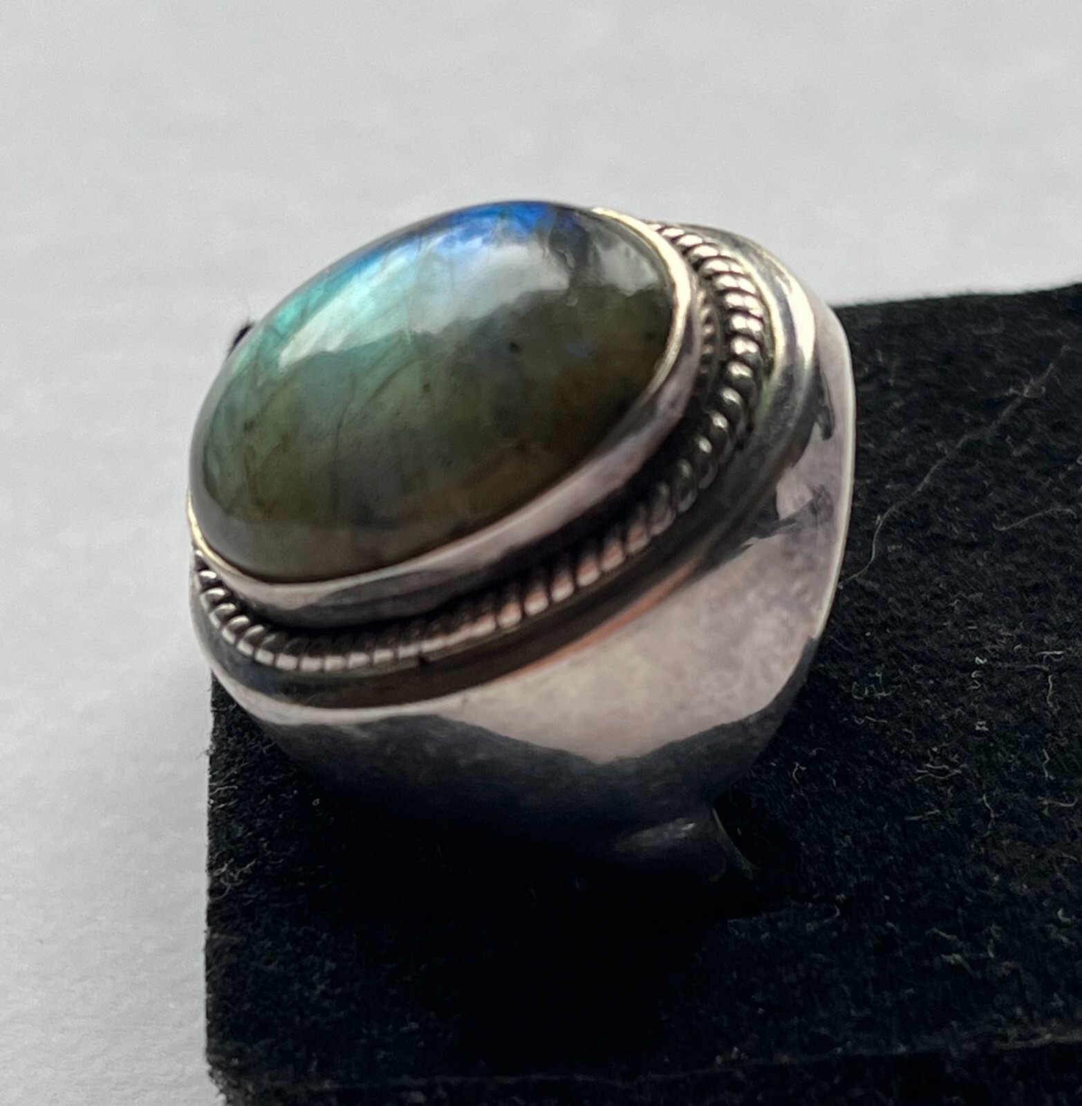 Large Oval Labradorite Dome Statement Ring with B… - image 4