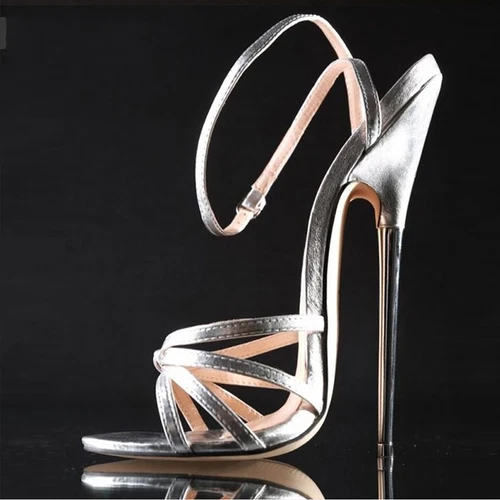 Sandali unisex 7" Extreme Metal stiletto tacco alto cinturino alla caviglia fetish US 5-12 - Foto 3 di 10