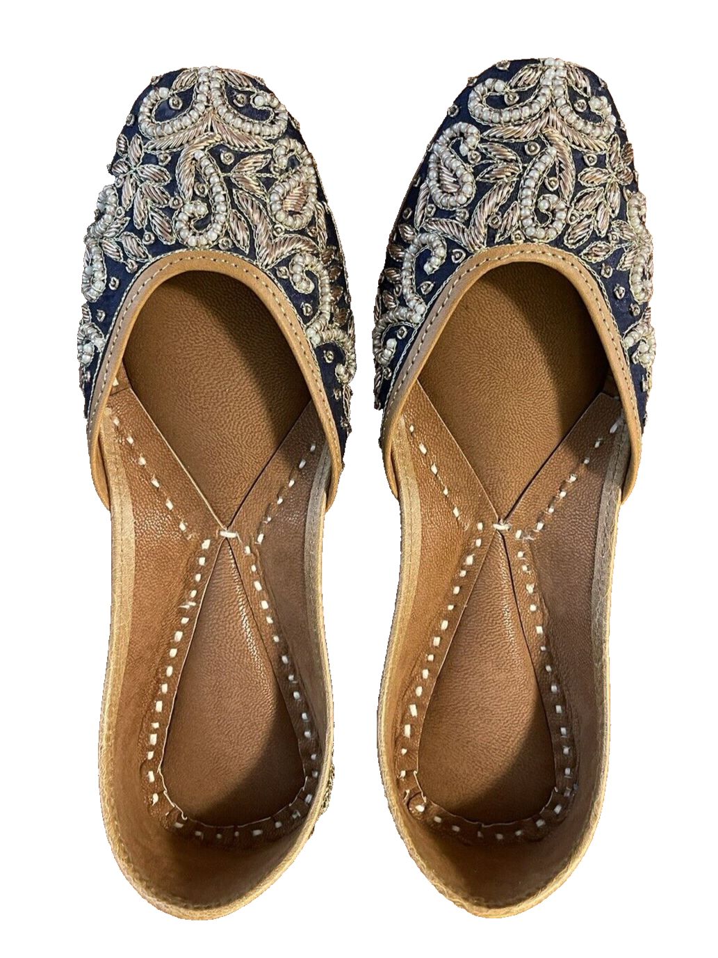 PANTOFOLA D’ORO Juttis~Pantofole fatte a mano~Scarpe~Pelle e Seta Ricamata~US 8 5 Euro 39~Nuove