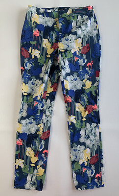 Kate Spade Saturday Womens Size 2 slim Pants Skinny blue colorful Floral easter