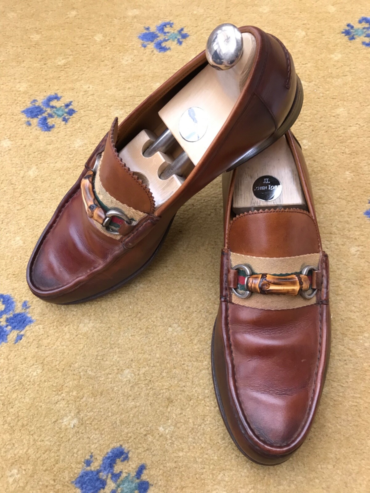 Gucci Bamboo Brown Leather Horsebit Loafers for Men US 8 UK 7.5 EU 41.5-image