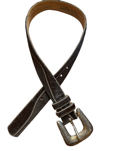 Streets Ahead Vintage Belt Women's Black Hair Fur Silver Hardware Western