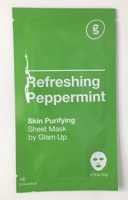 Glam Up Refreshing Peppermint Sheet Mask - Skin Purifying & Hydrating 0.74 Oz