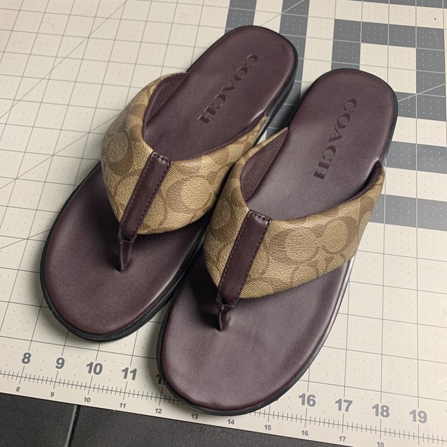 Coach Men's Signature Canvas Flip Flops 