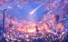 Anime sky shooting stars fantasy CCG Gaming Mat Desk