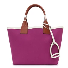 HERMES Steeple 25 Handbag Swift Calfskin & Military Canvas, Rose Pourpre