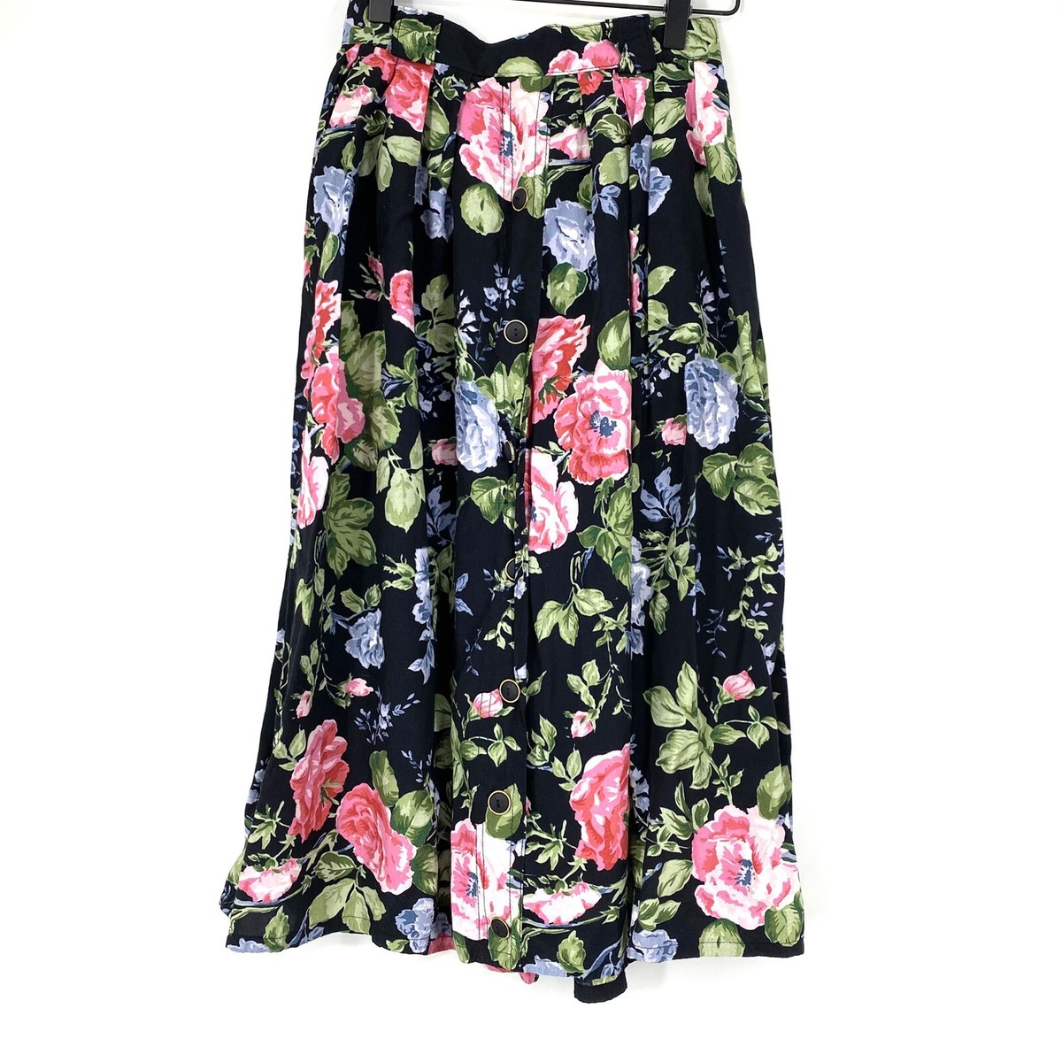 Vintage Clover Collection UK 12 (US 8) Midi Skirt Black