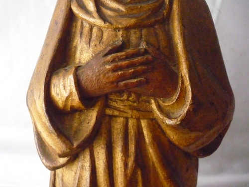 VINTAGE HAND CARVED OAK WOOD ST MARY CATHOLIC ALTAR STATUE XIX CENTURY - Picture 4 of 9