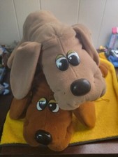 Lot of 2 Vintage Original Pound Puppies 1980s 1985 Tonka Brown Tan