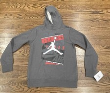    50 Michael Air Jordan Nike Boys L 12/13 Hoodie Fleece Sweatshirt Gray   