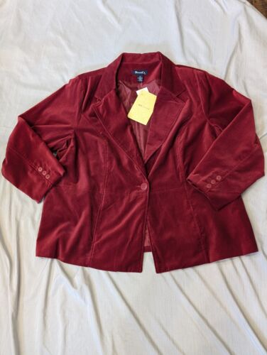 Denim & Co. Women's Size 3x Velveteen Single Button Notched Lapel Blazer Jacket