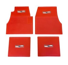 55 56 57 Chevy Red Rubber Floor Mats With Chevrolet Crest Logo 1955 1956 1957 55 56 57 Chevy Red Rubber Floor Mats With Chevrolet Crest Logo 1955 1956 1957