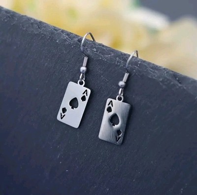 Ace Of Spades Ohrringe Brillant Wende Poker Schmuck Edelstahl NEU