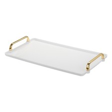 16.1" x 8.7" Modern Rectangular Decorative Tray Jewelry Platter White