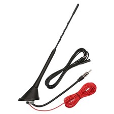 Auto Radio Kurz Stab Dach Antenne 28cm Fuß 5m Strom + Antennen Kabel Verstärker