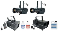 2) American DJ ENCORE PROFILE PRO WW LED DMX Ellipsoidal Spotlights+Hazer+Cables