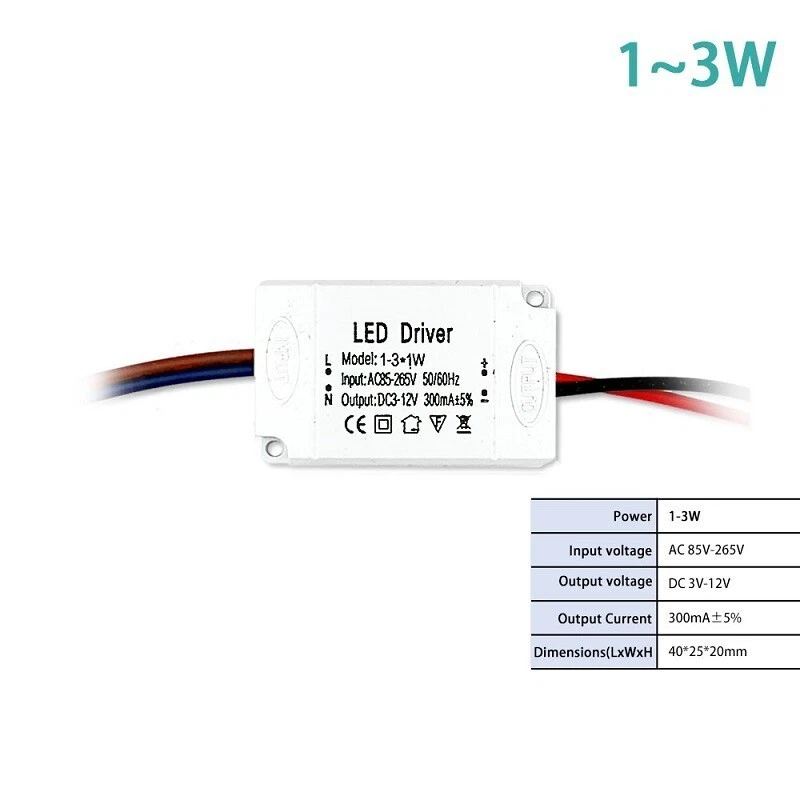 LED Treiber 1W 3W 7W 8W 12W 18W 25W 36W Netzteil Transformiere 300mA AC 240V - Bild 3 von 4
