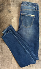 White House Black Market Women  s Blue Medium Wash Mid Rise Skinny Stretch