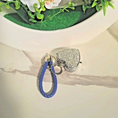 Metal Heart Shaped Compact Portable Folding Pocket Keychain Cute Gift for Women